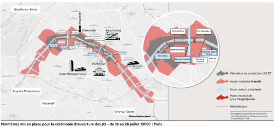 périmètre de sécurité cérémonie d'ouverture JO Paris 2024